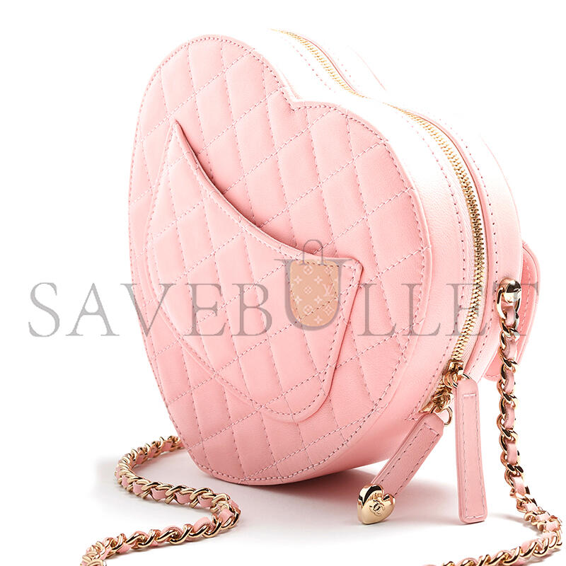 Ch**el heart bag lambskin in light pink as5764 (18*18*5.5cm)